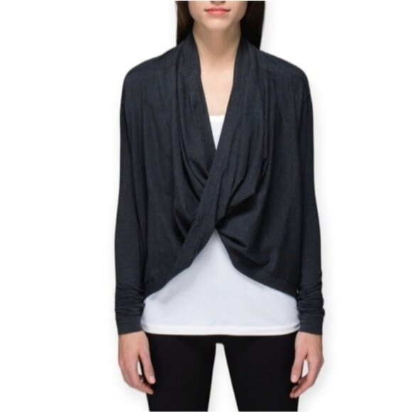 Lululemon Gratitude Wrap Twist Front Cardigan Heathered Grey Size 6 - Picture 1 of 6